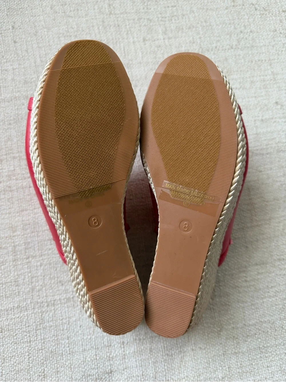 Nature Breeze Coral Studded Espadrille Platform Wedge Mules Size 8